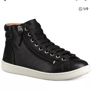 UGG Black Leather High-Top Sneakers